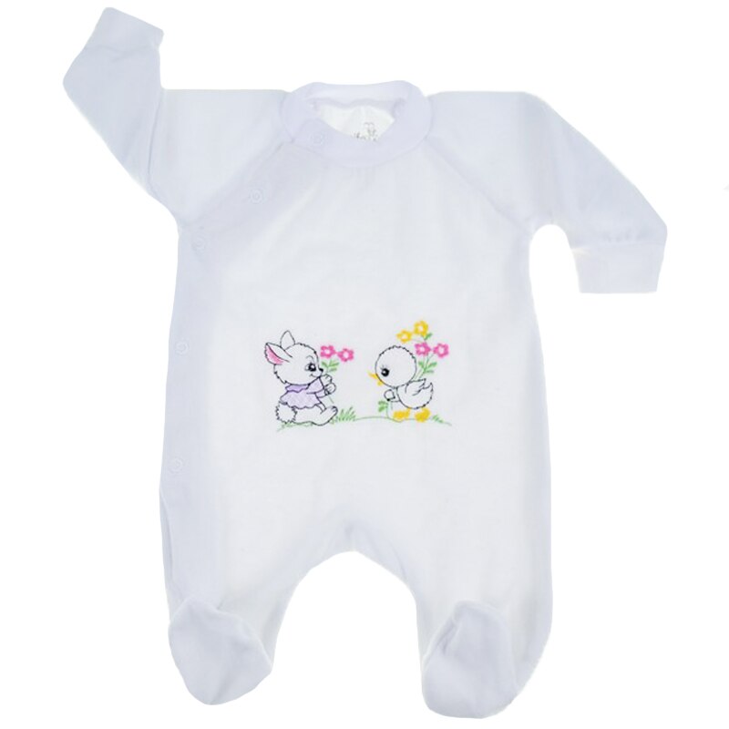 Salopeta cu maneca lunga pentru copii Pifou Model 16 SPCP-22, Alb 50-54 cm