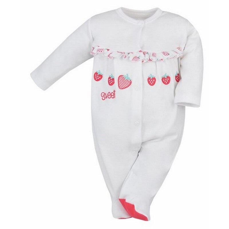 Salopeta cu maneca lunga pentru fete Koala Truskawka 04-408, Alb, 62 cm