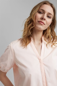 Esprit, Camasa cu maneci scurte si maneci bufante, Roz pastel Esprit, Camasa cu maneci scurte si maneci bufante, Roz pastel