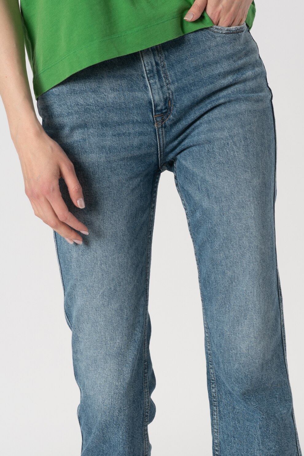 EDC by Esprit, Blugi crop drepti din amestec de bumbac organic, Albastru