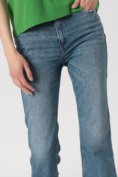 EDC by Esprit, Blugi crop drepti din amestec de bumbac organic, Albastru EDC by Esprit, Blugi crop drepti din amestec de bumbac organic, Albastru