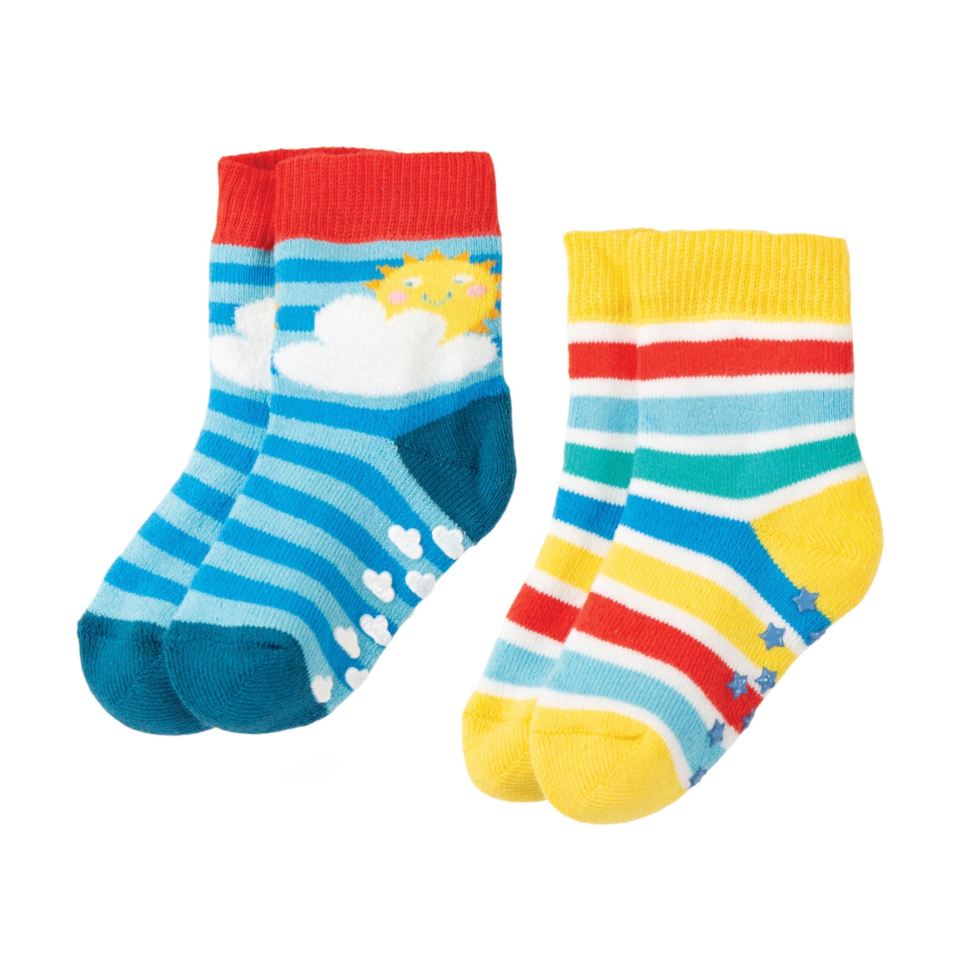 Set 2 perechi Sosete groase, rasarit de soare, bumbac organic, multicolor, bebe
