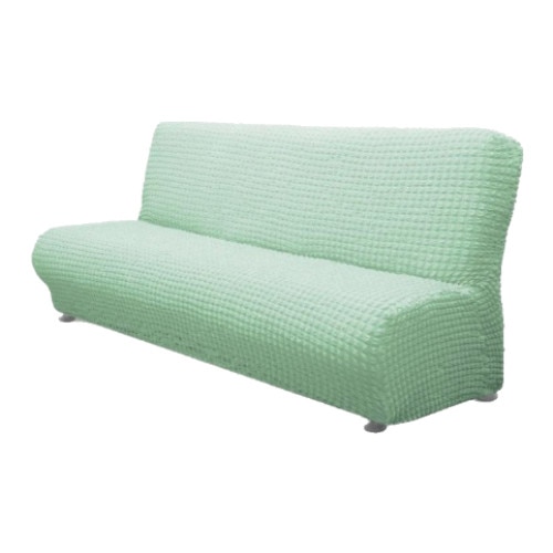 Husa elastica din material creponat, pentru canapea 3 locuri fara brate, Gri/Bleo