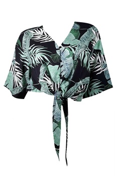 Bluza dama, multicolor, imprimeu floral, legata in talie Bluza dama, multicolor, imprimeu floral, legata in talie