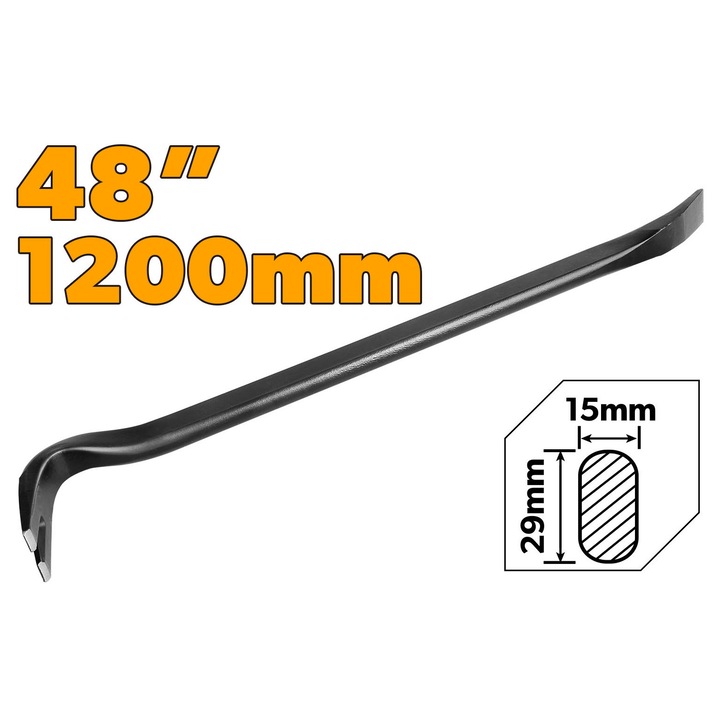 Ranga pentru scos cuie TOLSEN 1200 mm (48”), otel carbon forjat tratat termic, acoperire cu pulbere, rezistenta industriala pentru demolari si lucrari grele