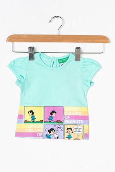 United Colors of Benetton, Tricou cu model Snoopy, verde menta, mov, galben United Colors of Benetton, Tricou cu model Snoopy, verde menta, mov, galben