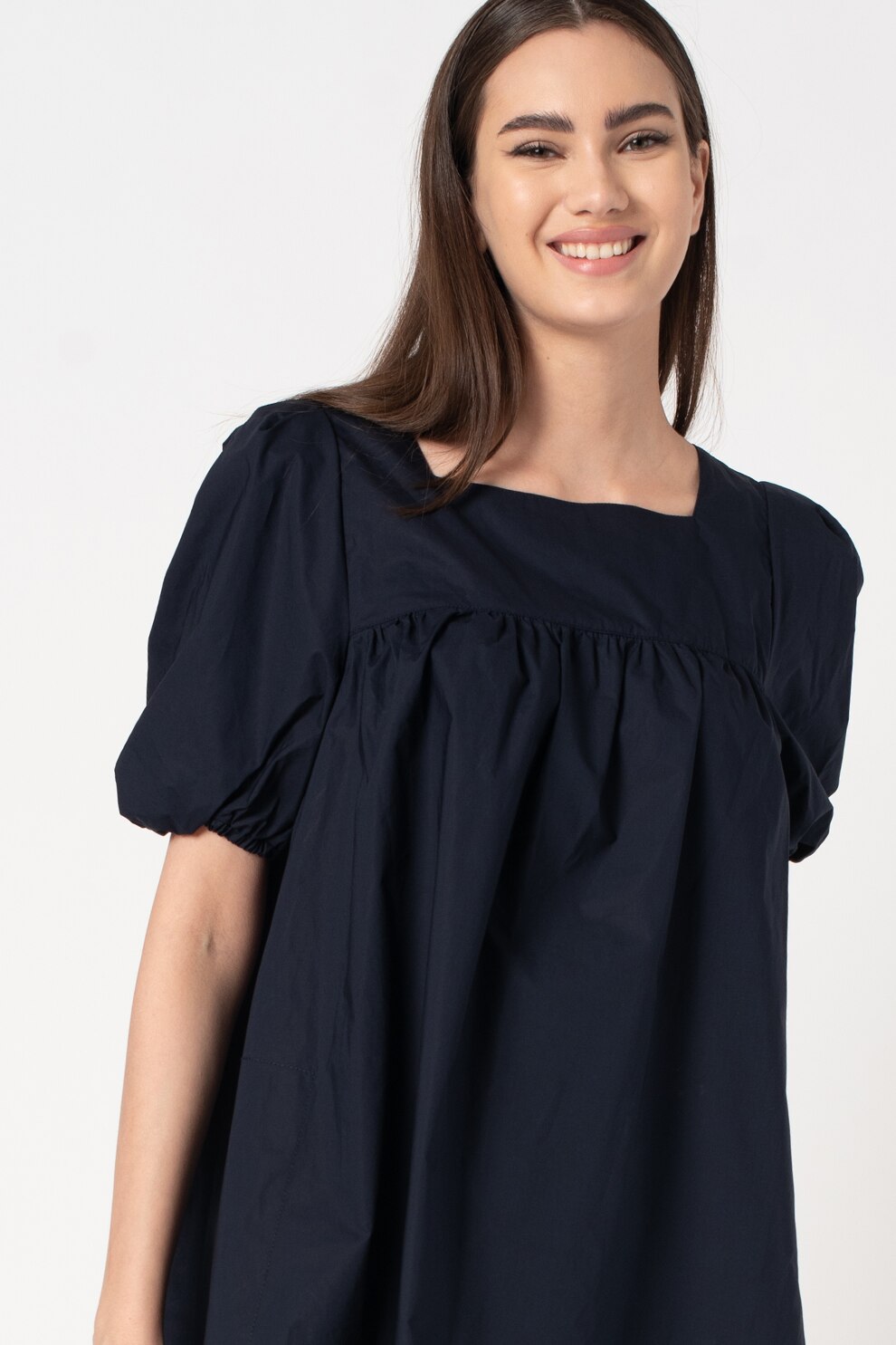 United Colors of Benetton, Rochie mini cu maneci bufante, Bleumarin