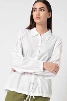 United Colors of Benetton, Camasa lejera din amestec de modal cu guler ascutit, Alb United Colors of Benetton, Camasa lejera din amestec de modal cu guler ascutit, Alb