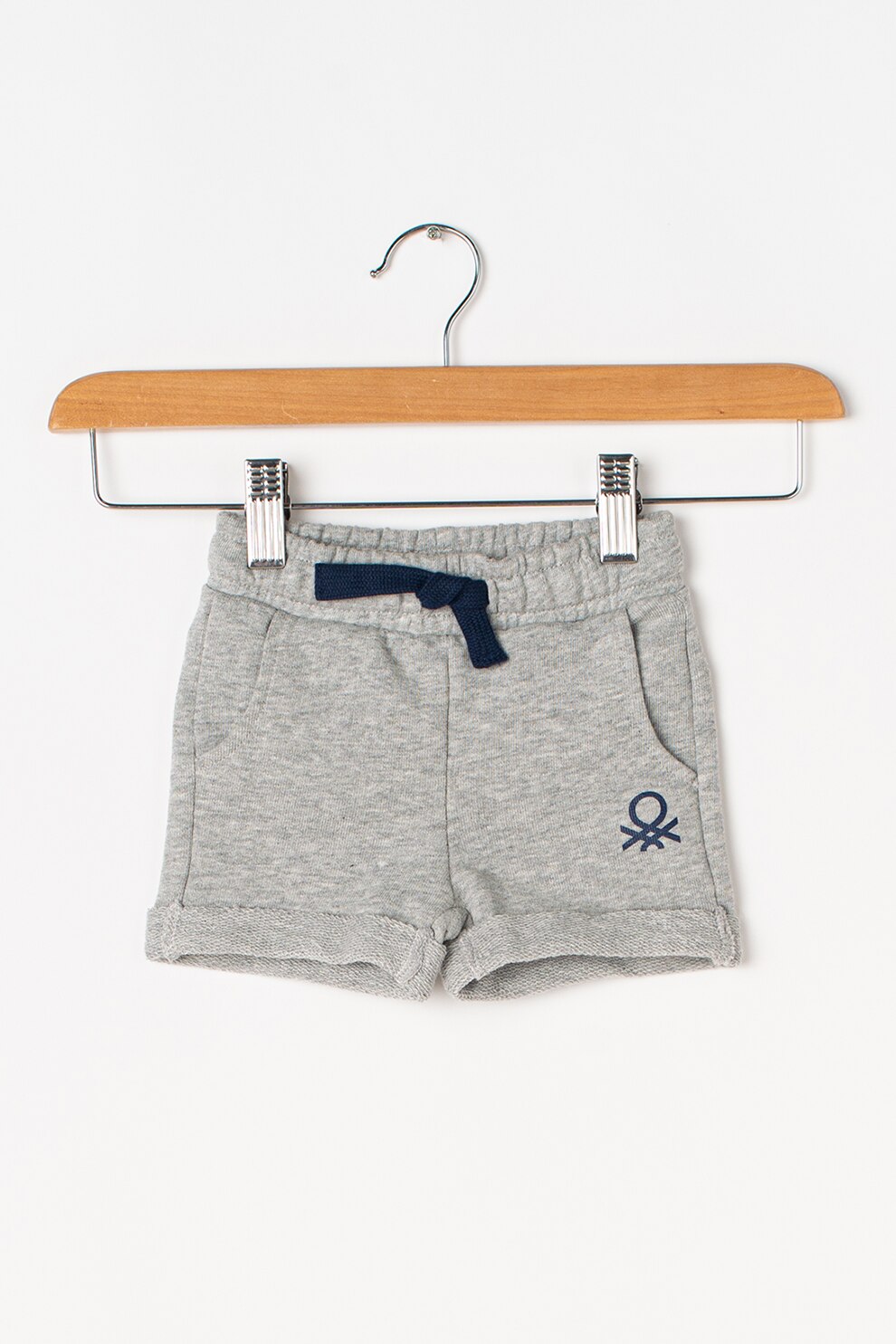 United Colors of Benetton, Pantaloni scurti cu snur contrastant, Gri melange