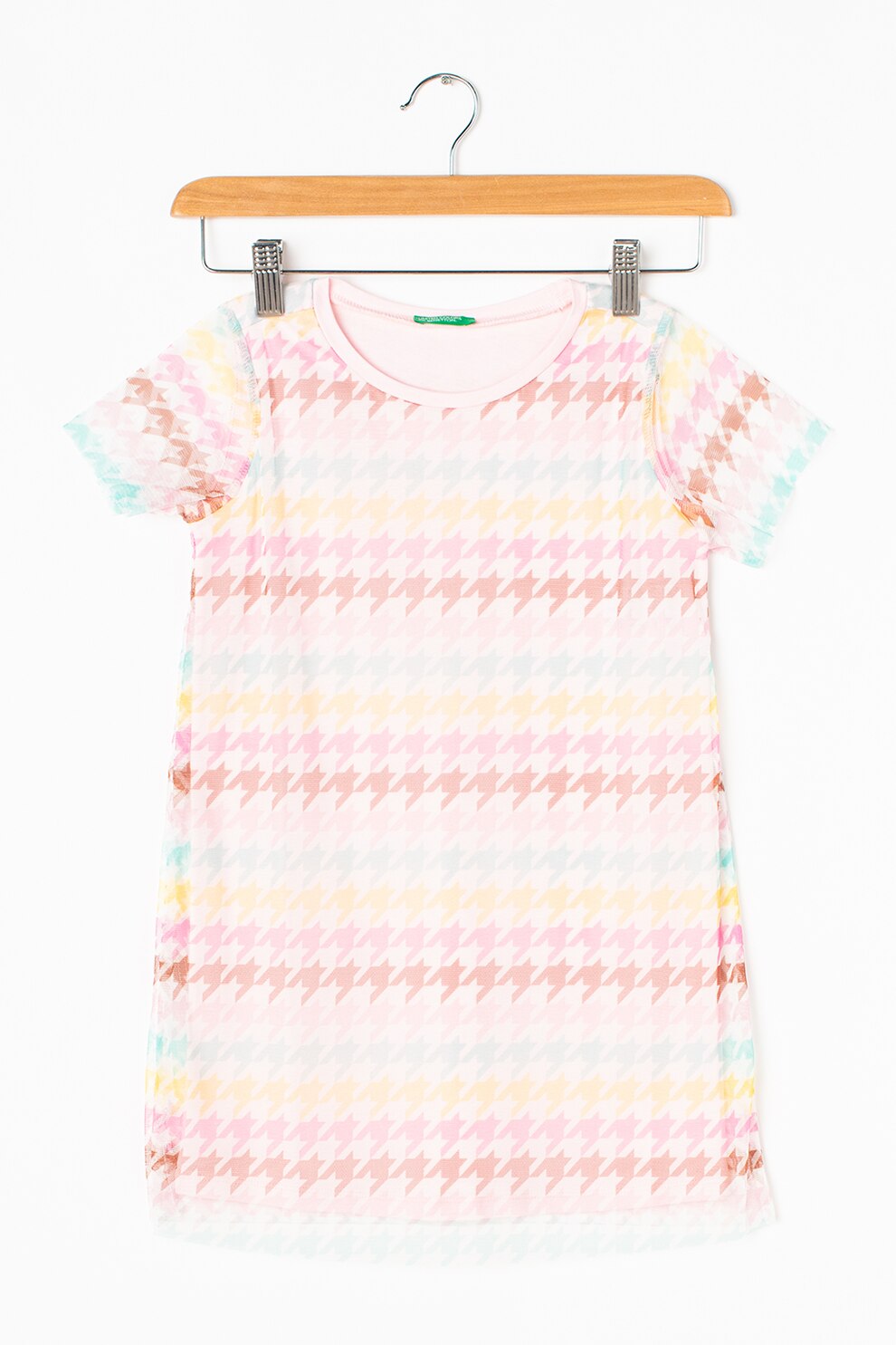 United Colors of Benetton, Rochie-tricou cu imprimeu houndstooth, Multicolora