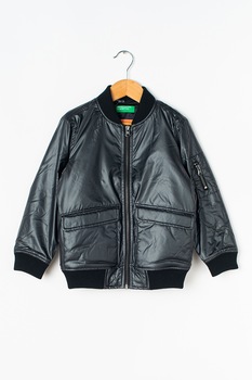 United Colors of Benetton, Jacheta cu buzunare aplicate, Negru United Colors of Benetton, Jacheta cu buzunare aplicate, Negru