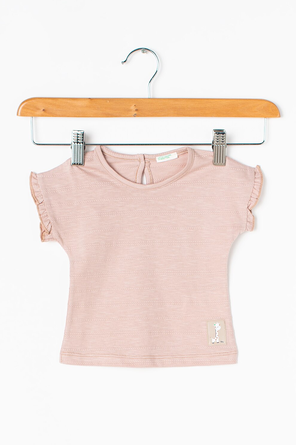 United Colors of Benetton,Tricou texturat cu decolteu la baza gatului, Roz prafuit
