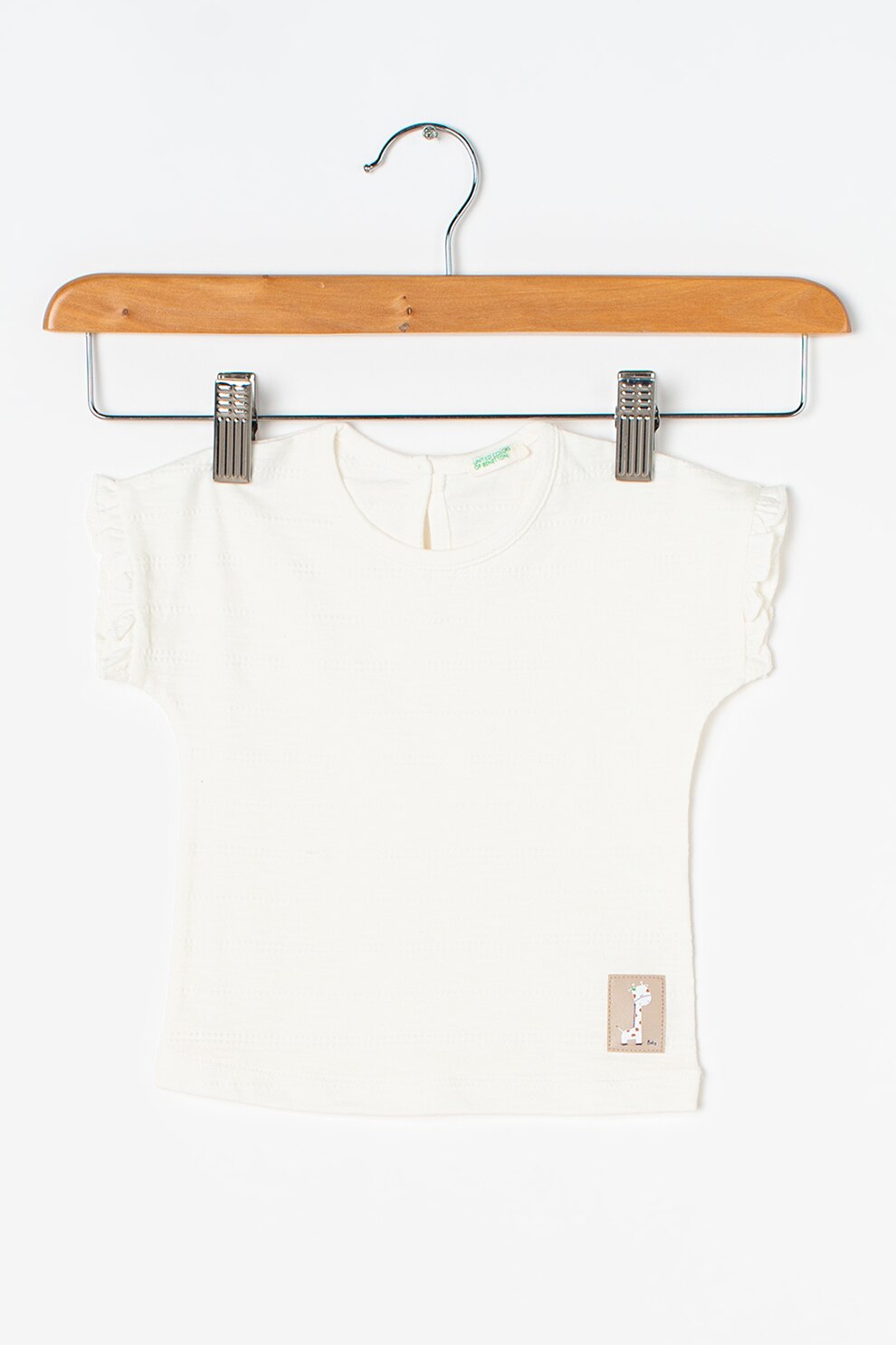 United Colors of Benetton,Tricou texturat cu decolteu la baza gatului, Alb