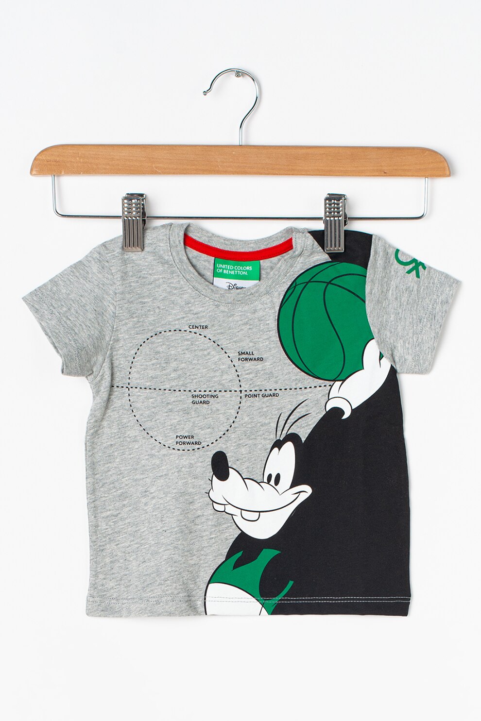 United Colors of Benetton, Tricou cu imprimeu grafic, Gri/Negru/Verde