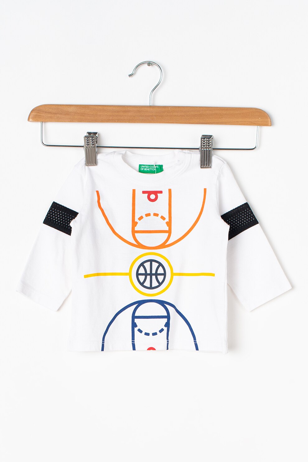 United Colors of Benetton, Bluza cu imprimeu geometric, Alb/Galben/Albastru