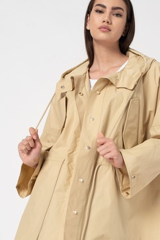 United Colors of Benetton,Jacheta parka lejera cu gluga si maneci cazute, Bej United Colors of Benetton,Jacheta parka lejera cu gluga si maneci cazute, Bej