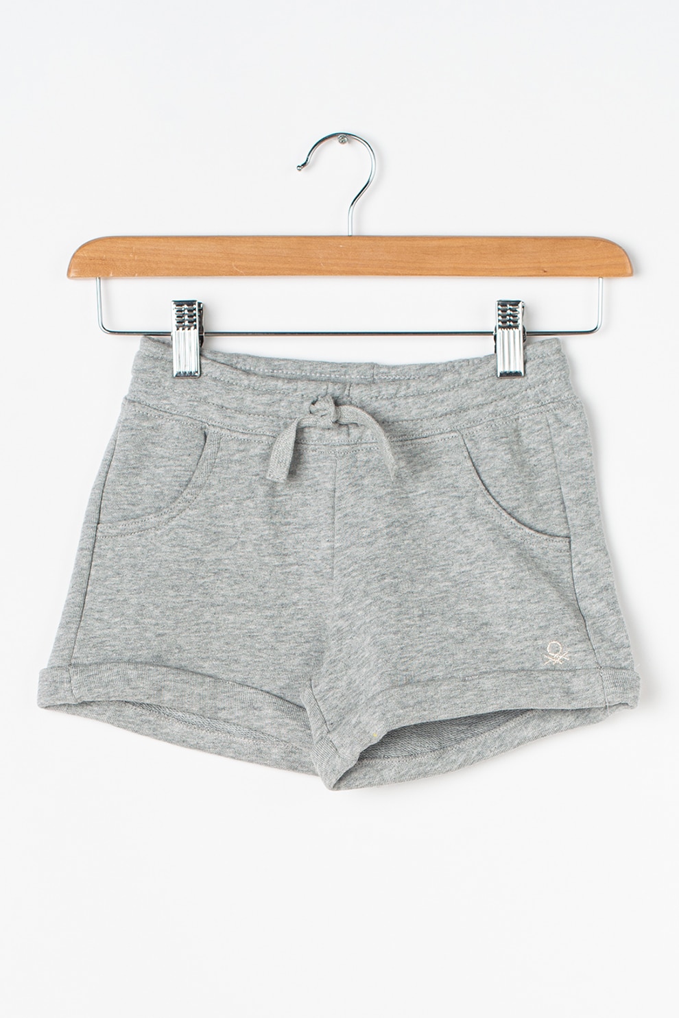 United Colors of Benetton, Pantaloni sport scurti cu snur, Gri melange