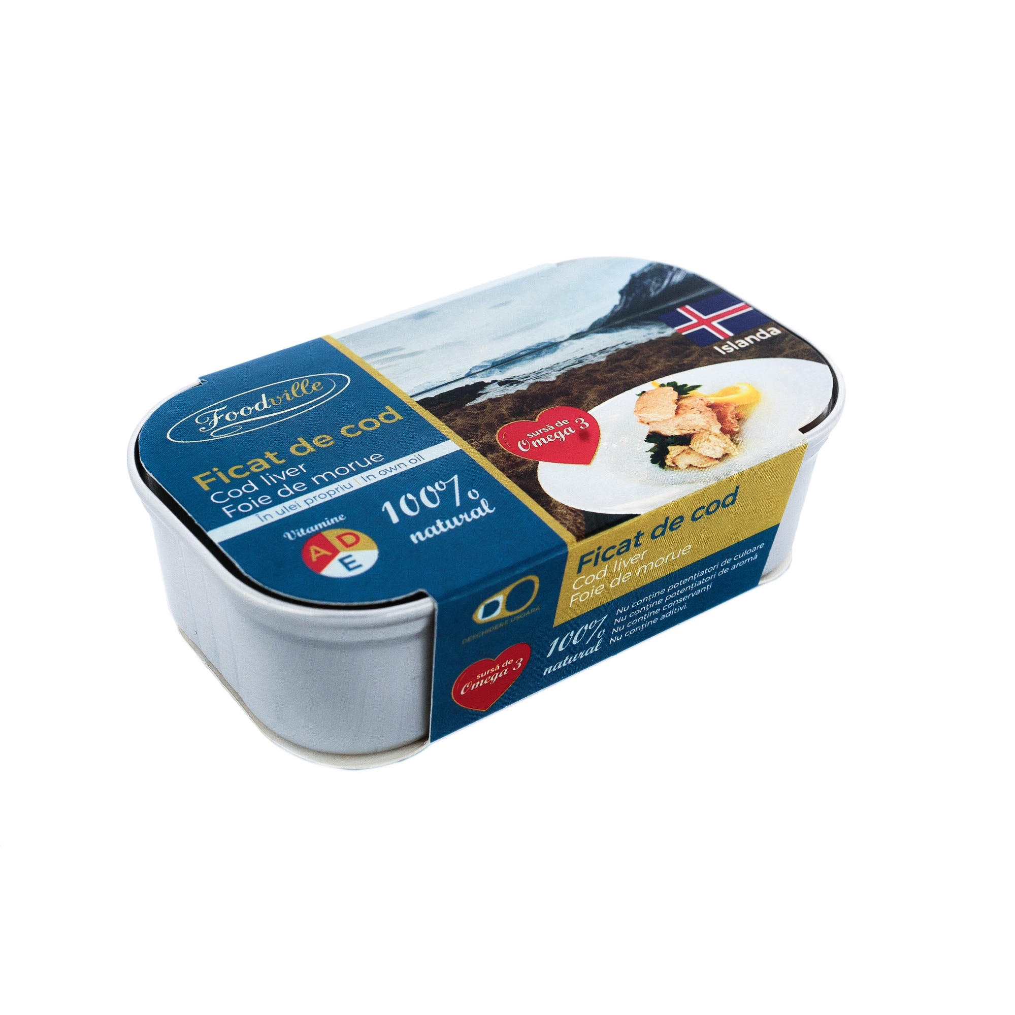 Ficat de cod in ulei propriu Foodville 115 g