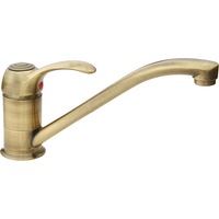 Baterie bucatarie retro Idrobric Distri, pipa pivotanta monocomanda, auriu antichizat, cartus ceramic 40mm, racorduri flexibile inox 3/8