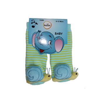 Sosete antiderapante, Rassel, turcoaz cu melc 16-17 Sosete antiderapante, Rassel, turcoaz cu melc 16-17