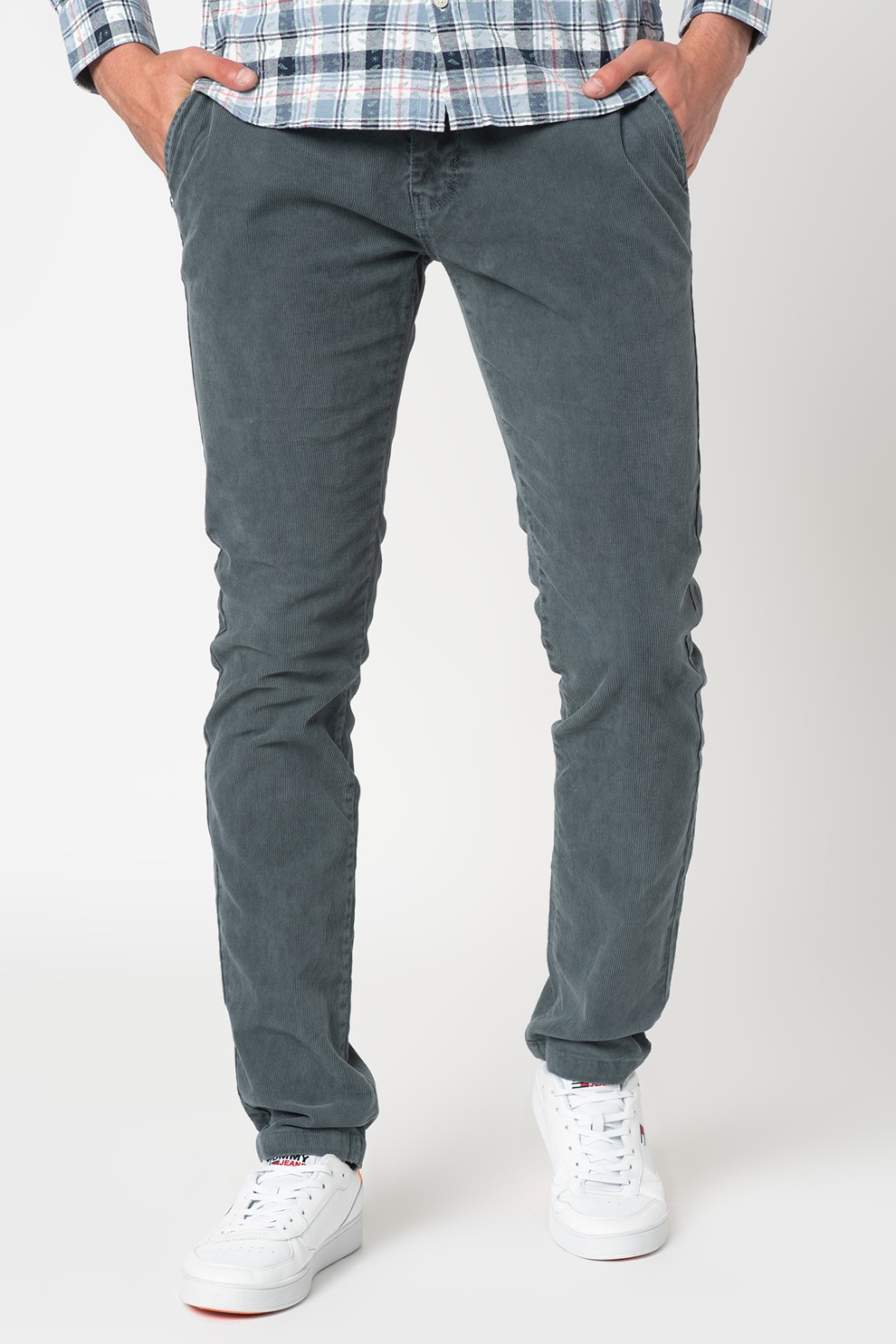 New Zealand Auckland, Pantaloni chino reiati cu croiala conica Napier, Gri carbune