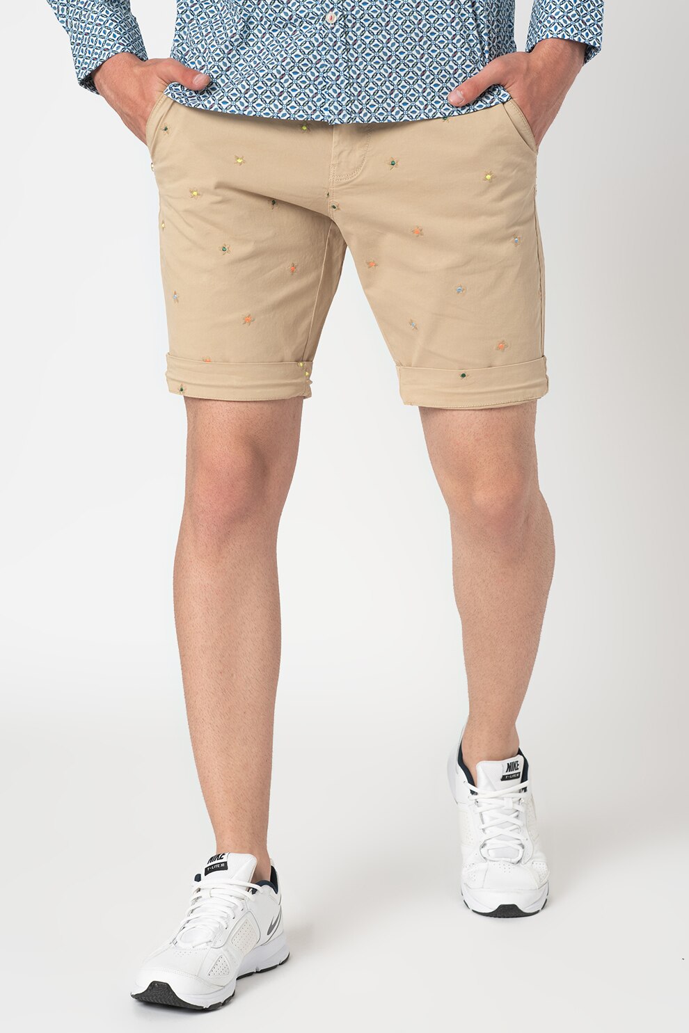 New Zealand Auckland, Pantaloni scurti cu broderie Coopers, Maro camel, 30