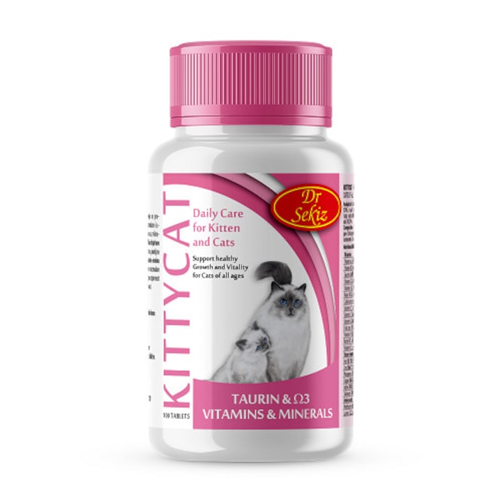 Supliment nutritional vitamino-mineral pentru pisici de toate varstele, Kittycat 100 Tablete