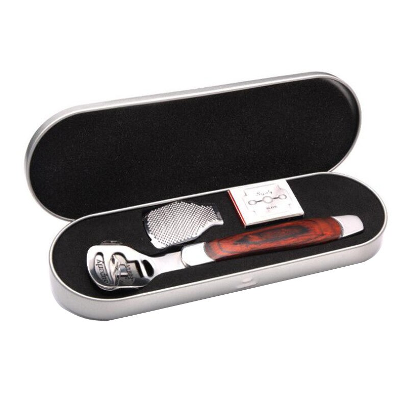 Instrument pentru indepartarea calusurilor cu lama interschimbabila, ASKSA, Maner din lemn, 10 lame, otel inoxidabil