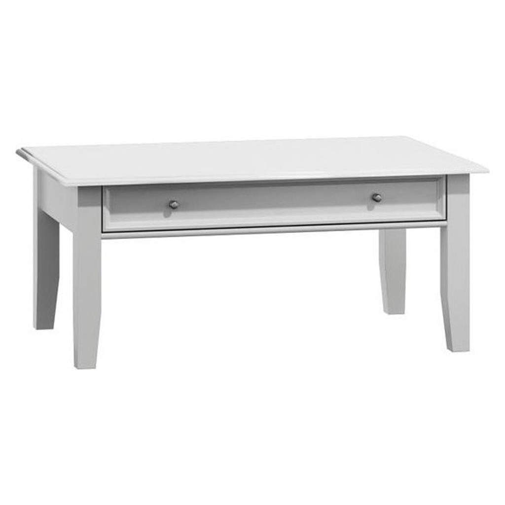 Masuta de cafea Belluno alba din lemn de pin cu sertar L 122 X H 48 X l 71 cm