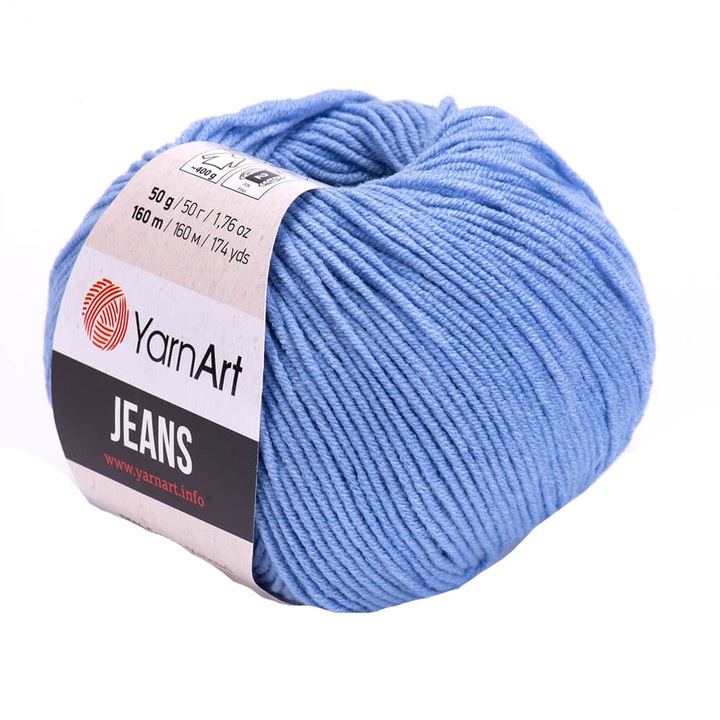 Fir Textil Yarn Art Jeans 15 pentru crosetat si tricotat, acril, albastru, 160 m