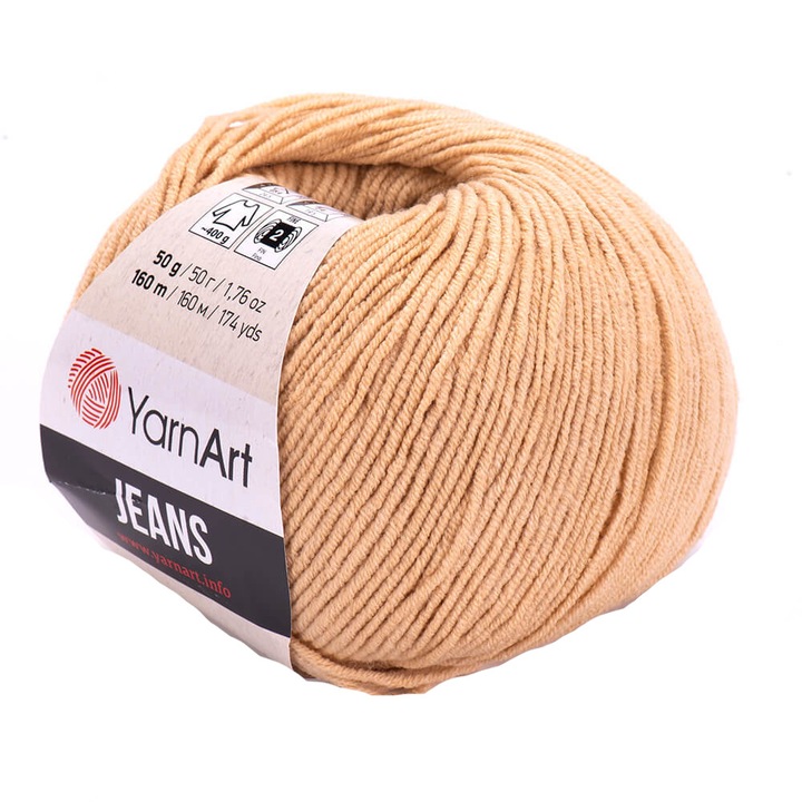 Fir Textil Yarn Art Jeans 07 pentru crosetat si tricotat, acril, bej, 160 m
