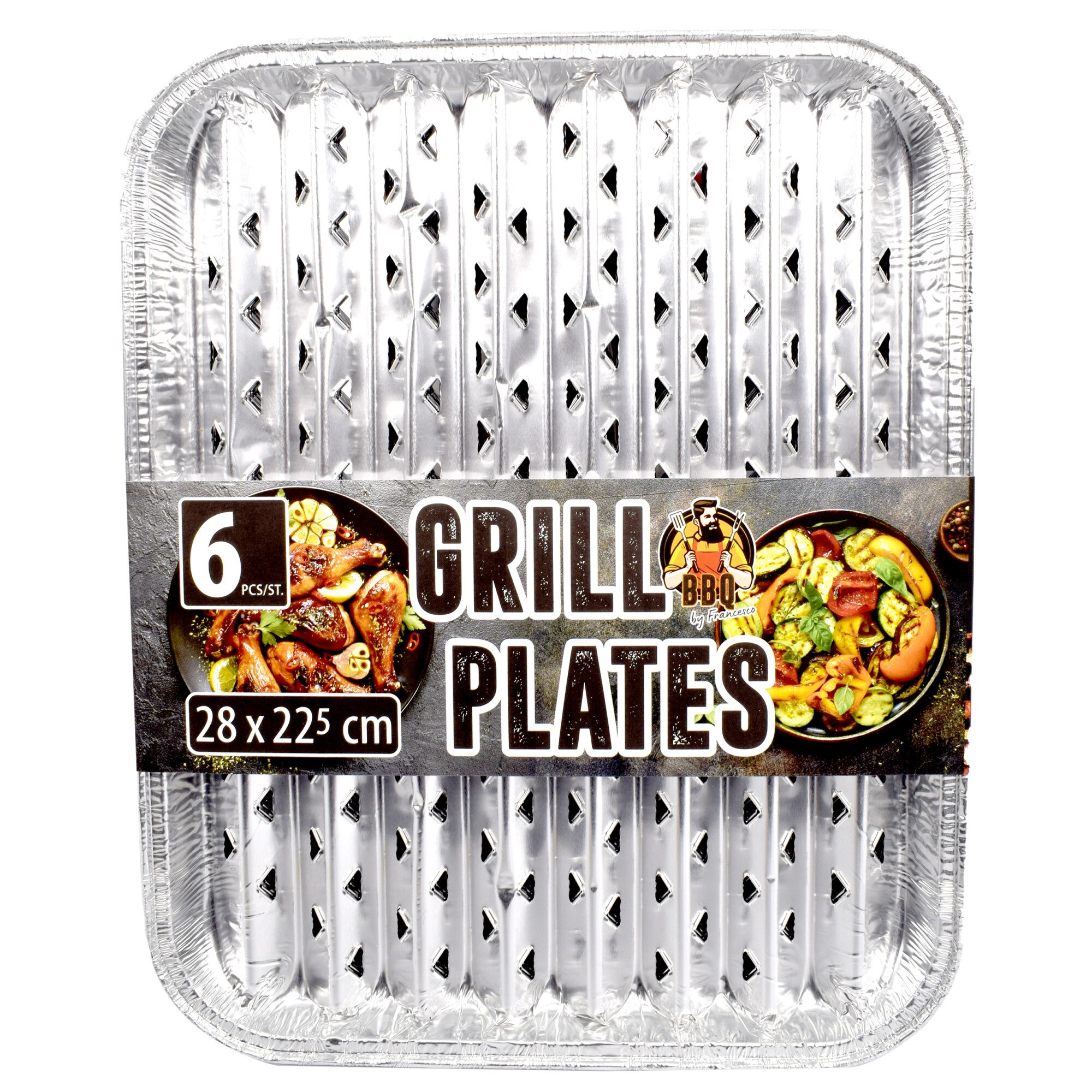 Set 6 tavi pentru BBQ, Francesco, argintiu, 28x22 cm