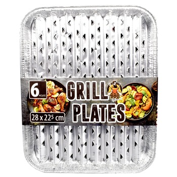 Set 6 tavi pentru BBQ, Francesco, argintiu, 28x22 cm Set 6 tavi pentru BBQ, Francesco, argintiu, 28x22 cm