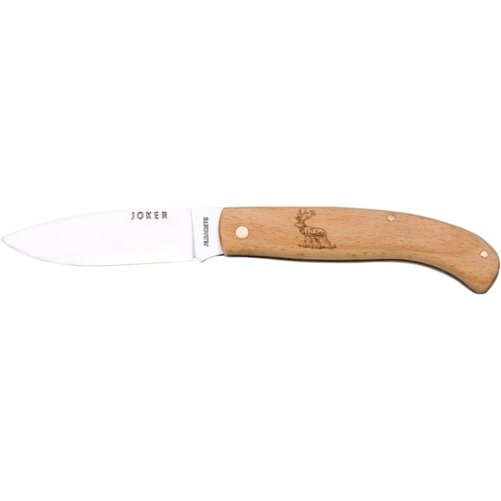Beech Ciervo Joker kés, kézzel készített, 8 cm-es rozsdamentes acél penge, bükkfa nyél, szarvas modell, 60 g