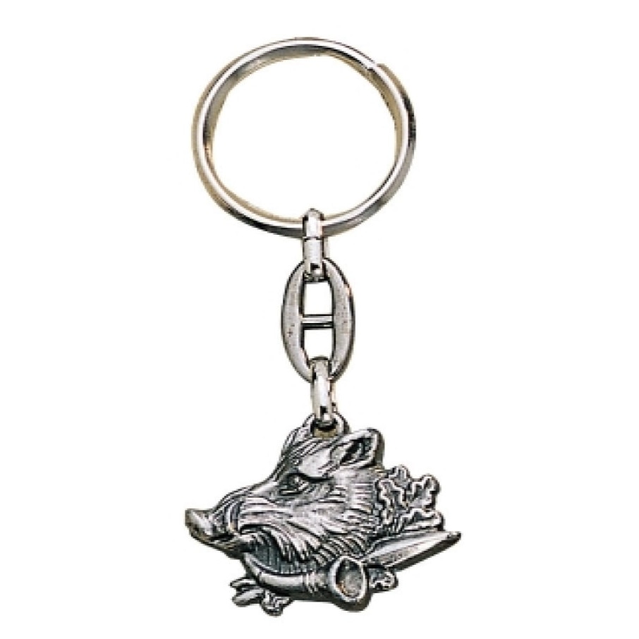 Breloc metal Cabeza Jabali Joker, 3.5 x 2.5 cm, model cap porc mistret si goarna