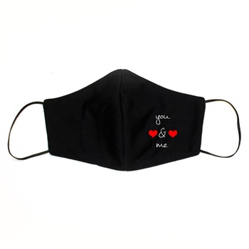 Masca de Protectie din Bumbac 100%, Personalizata prin Broderie cu Mesaj You & Me, Reutilizabila, 2 straturi, Magic Mirror Fashion®, Negru Masca de Protectie din Bumbac 100%, Personalizata prin Broderie cu Mesaj You & Me, Reutilizabila, 2 straturi, Magic Mirror Fashion®, Negru