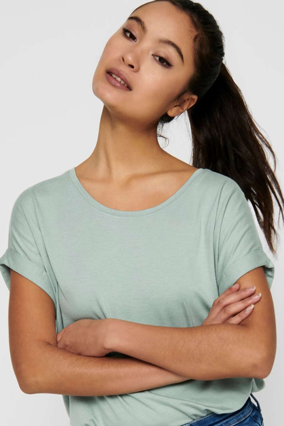 Only, Tricou lejer cu maneci cazute Moster, Turcoaz