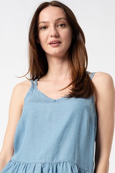 Vero Moda, Top din chambray si lyocell cu peplum Viviana, Albastru lavanda Vero Moda, Top din chambray si lyocell cu peplum Viviana, Albastru lavanda