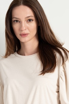 Vero Moda, Tricou din amestec de bumbac organic Ada Rebecca, Crem Vero Moda, Tricou din amestec de bumbac organic Ada Rebecca, Crem