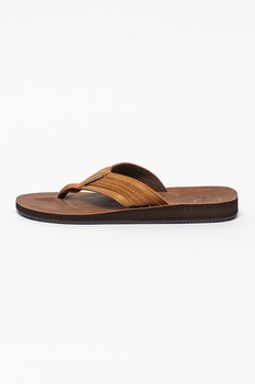Jack&Jones, Papuci flip flop cu insertii de piele intoarsa Clyde, Maro caramel, 43 Jack&Jones, Papuci flip flop cu insertii de piele intoarsa Clyde, Maro caramel, 43