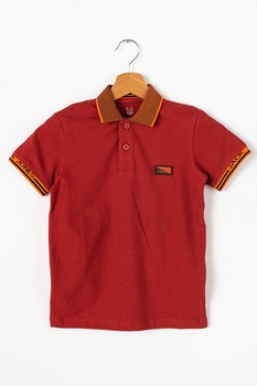 Jack&Jones, Tricou polo cu detalii contrastante, Rosu inchis/Oranj/Negru, 152 CM Jack&Jones, Tricou polo cu detalii contrastante, Rosu inchis/Oranj/Negru, 152 CM