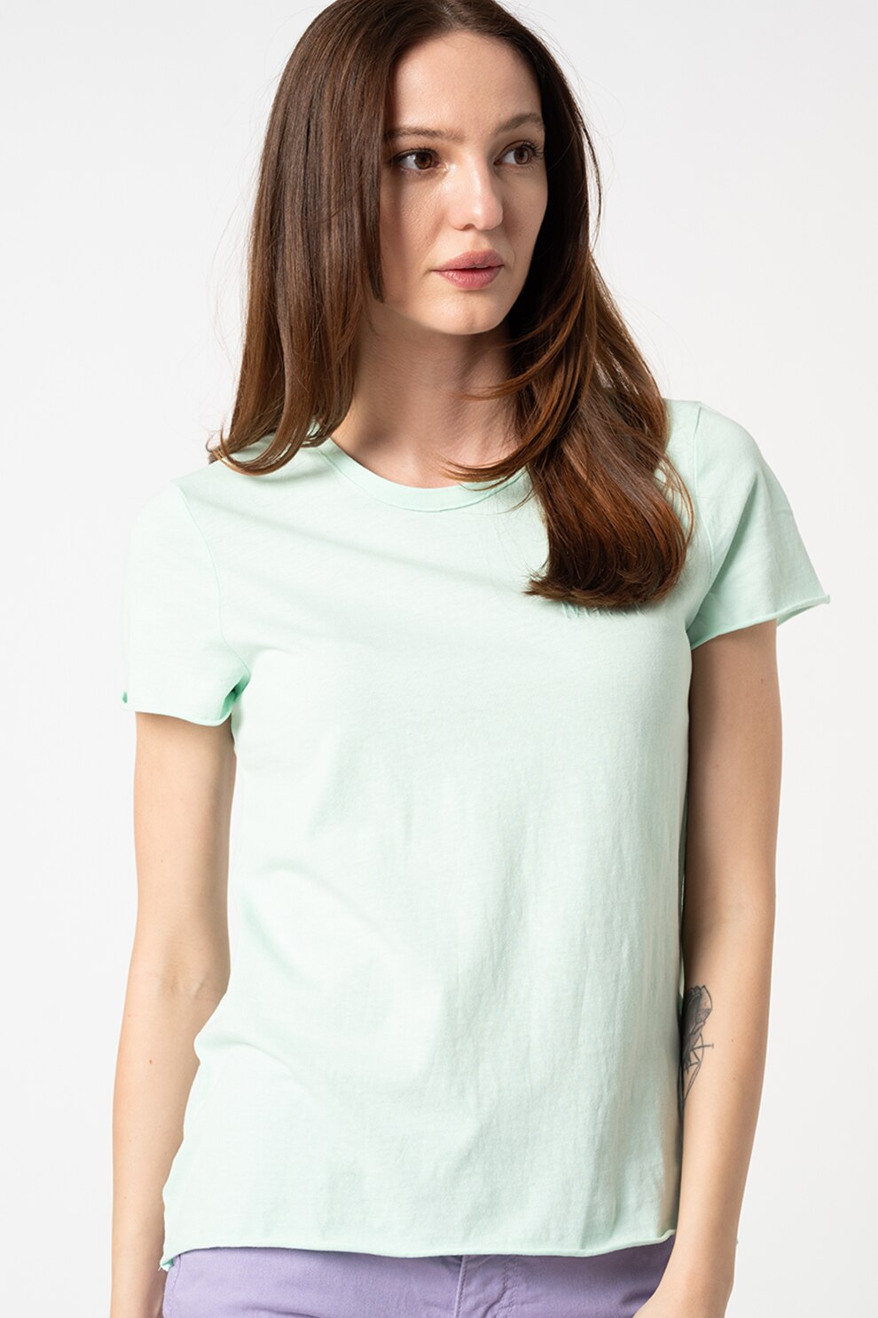 Only, Tricou de bumbac organic Fruity Life, Verde menta
