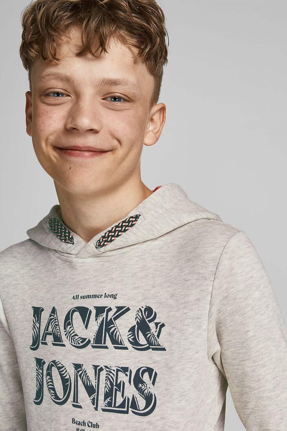 Jack&Jones, Hanorac cu imprimeu logo, 152 CM, Alb prafuit