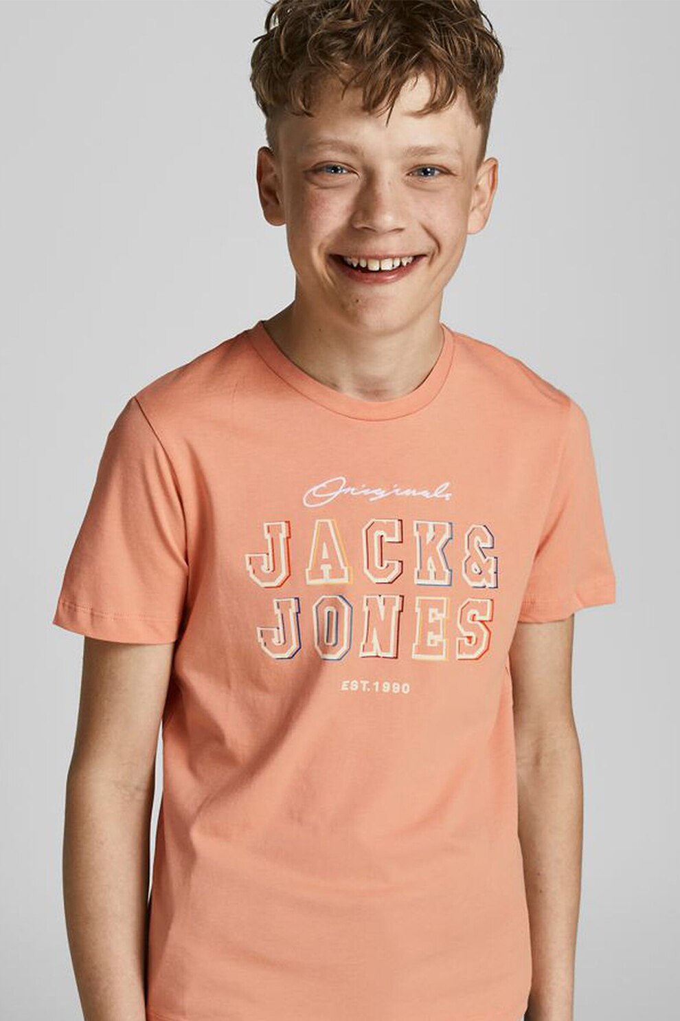 Jack&Jones, Tricou regular fit cu imprimeu logo, Oranj persan, 152 CM