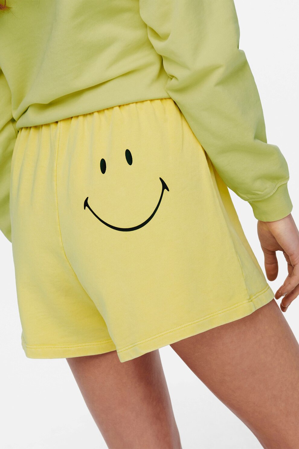Only, Pantaloni scurti din bumbac organic cu talie elastica, Galben