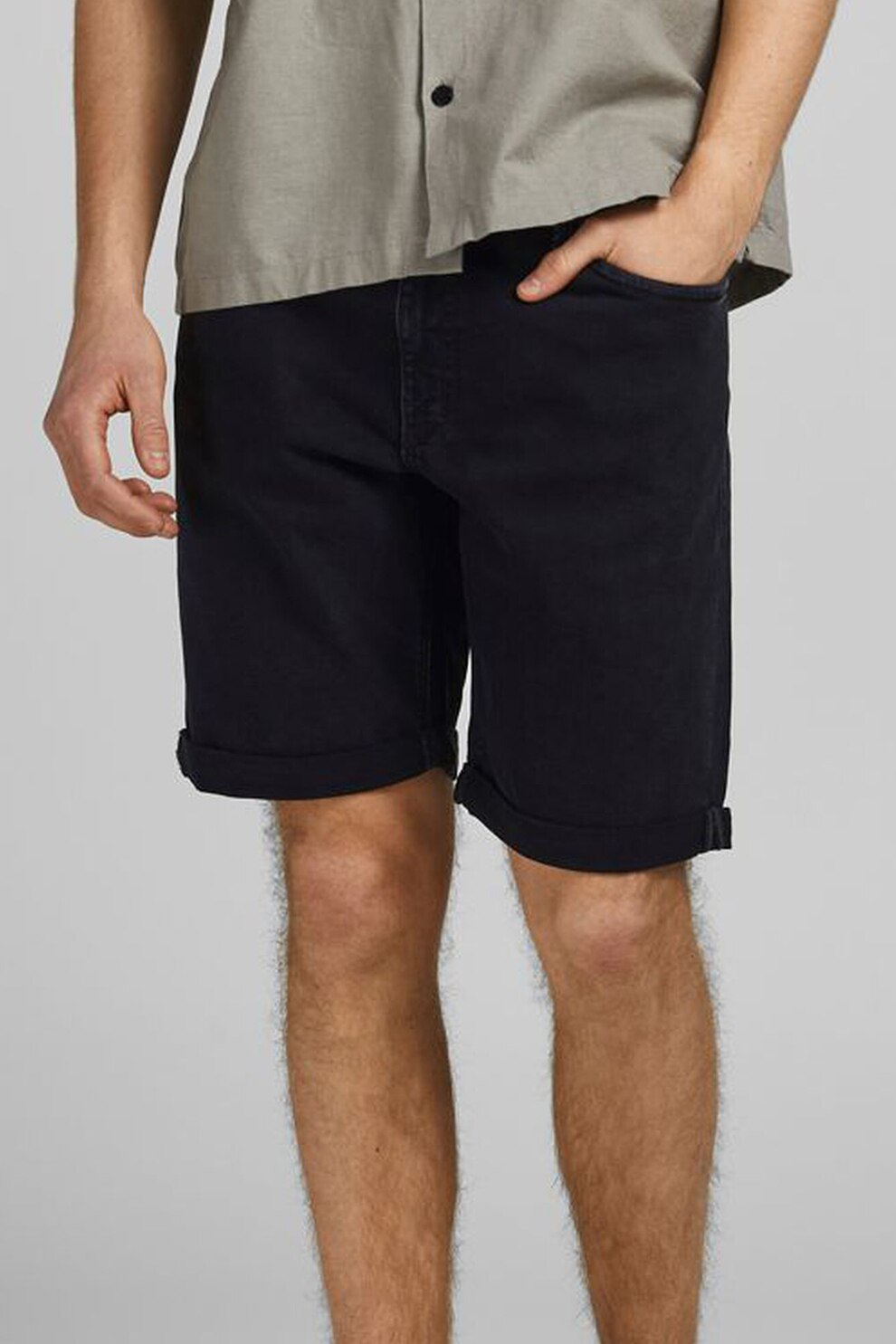 Jack&Jones, Bermude din amestec de bumbac organic Rick Felix, Negru