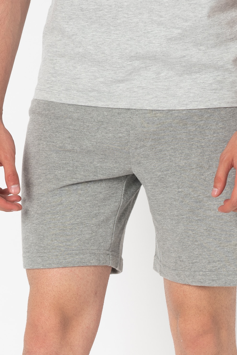 Jack&Jones, Set de pantaloni scurti sport de bumbac - 2 perechi, Gri melange/Bleumarin inchis, 2XL