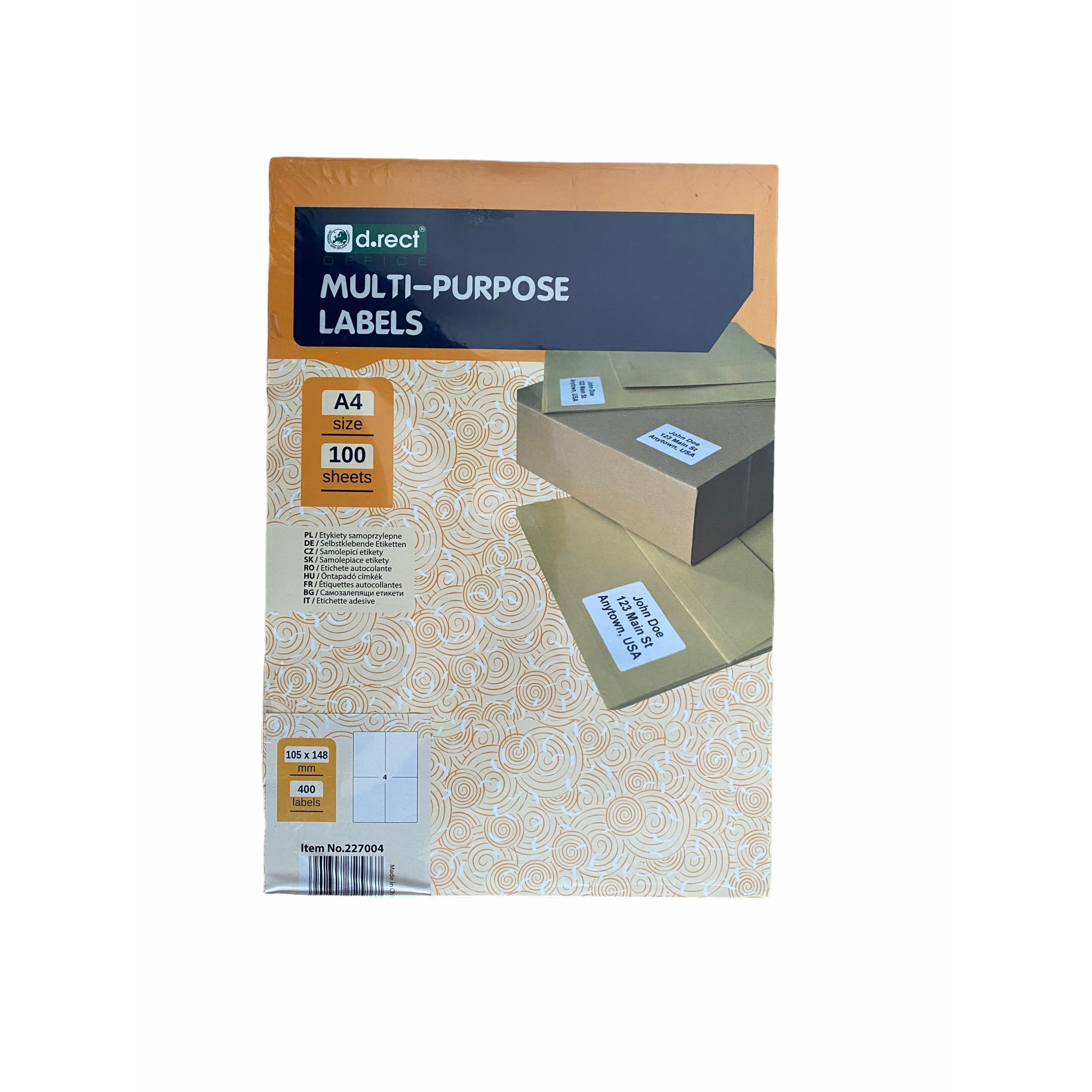 Etichete albe autoadezive 4/A4, 105 x 148 mm, 100 coli/top, D.Rect