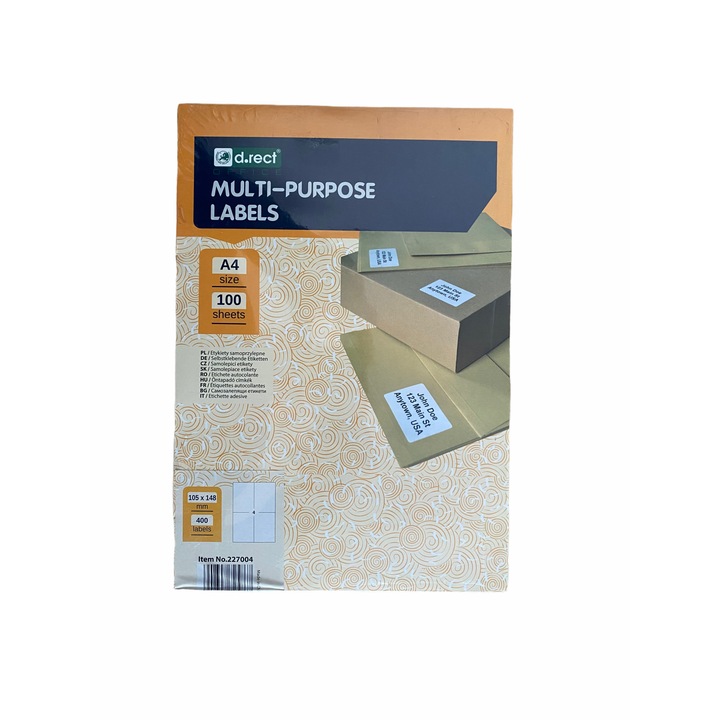 Etichete albe autoadezive 4/A4, 105 x 148 mm, 100 coli/top, D.Rect
