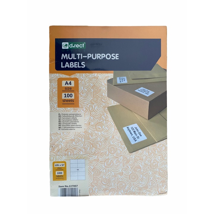 Etichete albe autoadezive 10/A4, 105 x 57 mm, 100 coli/top, D.Rect